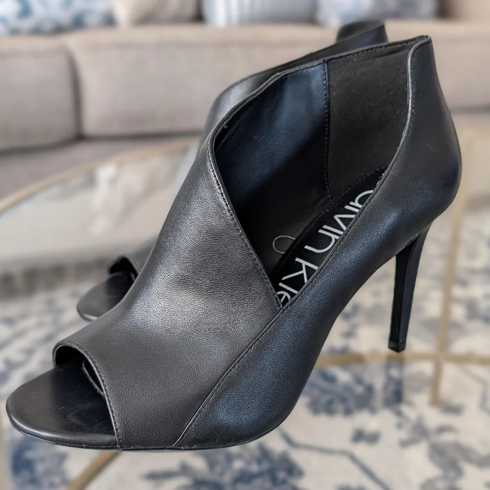 Calvin Klein Black Open-Toe Booties Size 8 - Picture 3 of 5